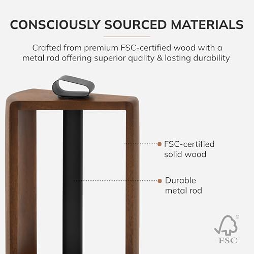 Anji Mountain Wooden Paper Towel Holder with Metal Holder, Holder Stand for Kitchen Roll Organizer & Kitchen Dining Table Home Décor, Countertop Fits Jumbo & Mega Rolls - Walnut/Black, Top Load - Image 3