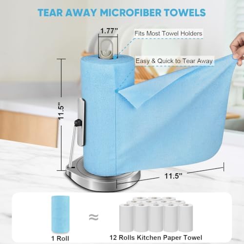 AIDEA Microfiber Cleaning Cloth Roll-50PK, Blue Shop Towels 11.5"×11.5" - Image 2