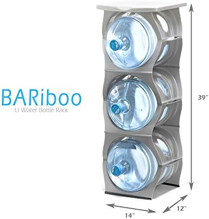 Bariboo Stackable Water Bottle Storage Rack Best Water Jugs 5 Gallon Organizer. Jug Holder for Kitchen, Cabinet and Office Organizing. Reinforced Polypropylene (Black, 3 Plus Shelf) - Image 3