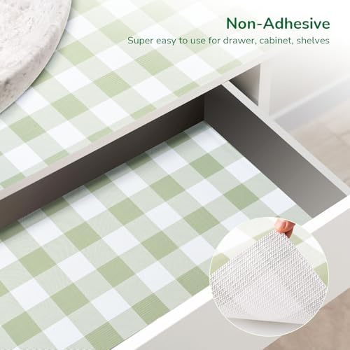 Green Gingham Shelf Drawer Liners Non-Adhesive 17.5In x 10FT - Image 2