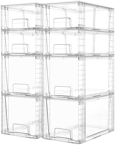 Vtopmart Clear Stackable Storage Drawers, 8 Pack Mixed Organizer Set by Vtopmart