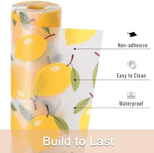 Cooyes Shelf Liner, Non-Adhesive Cabinet Liners for Kitchen Drawers, Shelves, Refrigerator, Pantry Storage, Bathroom Closet, Fridge, Durable Waterproof EVA Mats(17.5" W x 240" L, Yellow Lemon) - Image 3