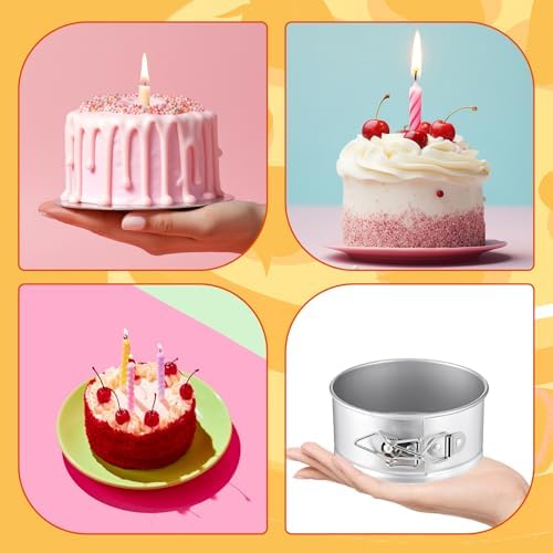 Sunnyray 8 Pcs 4 Inch Springform Pans Mini Cheesecake, Silver | Removable Bottom Leakproof, Ideal for Cheesecakes Pizza Quiche Tarts, Nonstick Spring Form Baking Easy Release Round Molds - Image 6