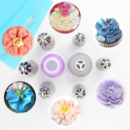 10 Pcs Stainless Steel Ball Twist Flower Icing Tips Set for Cupcakes - Image 4