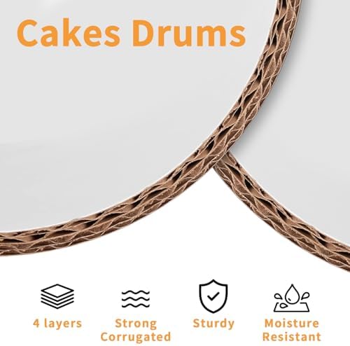 10Pcs Cake Drums 8 Inch, Cake Boards 8In,White Cake Drums Round 8 Inches Cake Boards with 1/2-Inch Thick Smooth Edges for Multi Tiered Birthday Wedding Party Cakes Drum Board (8inch/10pcs) - Image 3
