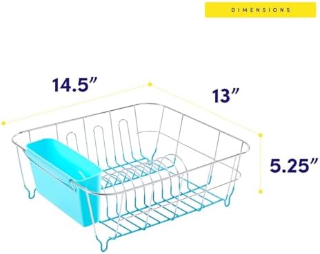 Dish Drying Rack & Cutlery Holder 2 Piece Set - Compact Sink-Fitting Dish Drainer with Rubberized Undercoating, Space-Saving Kitchen Organizer for Plates, Cups, Bowls & Utensils in Sink, Turquoise - Image 4