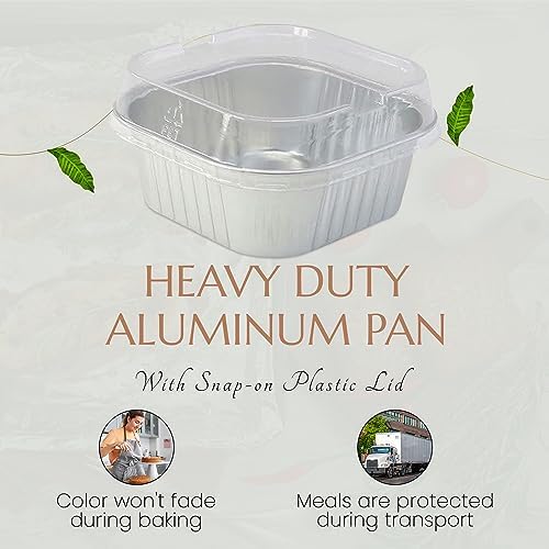 KitchenDance Disposable Foil Cake and Dessert Cup Set with Lid - 4.5 x 4.5" Square Cake Baking Pan for Hotels, Restaurants, Heavy Duty Aluminum Pan for Baking and Preparing Food #A-24P (1000, Silver) - Image 3
