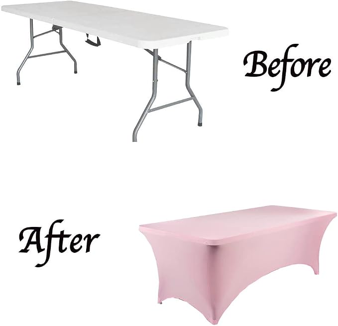MDS® Pack of 10 Spandex Tablecloth 4FT Tight Fitted Stretch Table Cover – Washable Wrinkle-Free Reusable Elastic Patio Tablecloth for Wedding, Party, Banquet, Trade Show, Event Décor - Blush Pink - Image 5