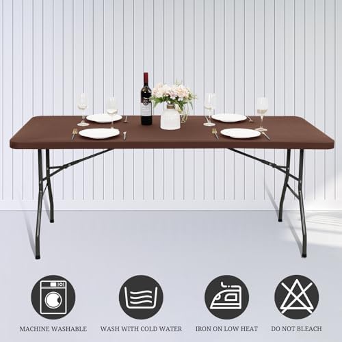 6 Pack Stretch Table Top Cap Cover, Coffee, 30" x 96" - Image 5