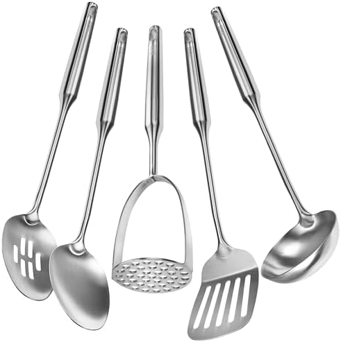 YBM Home Silicone Non-Stick Slotted Cooking Serving Spoons, Heat-Resistant Plastic Kitchen Tools for Mixing, Frying, Serving, Draining, Turning, with Stainless Steel Handle, Grey, Pack of 3 - Image 4