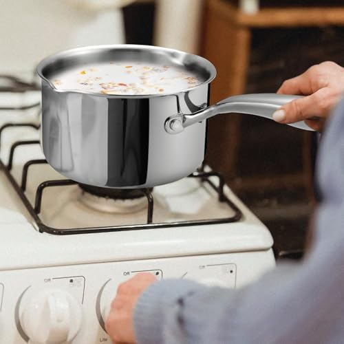 Stainless Steel Saucepan with Glass Lid, 3.0 Quart Multipurpose Sauce Pan with Cover, Sauce Pot Induction Cooking Pot- Easy Pour with Ergonomic Handle - Image 2