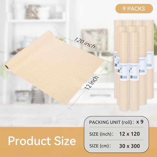FIFTY FEET 12"x120" Non-Adhesive Shelf Liner for Kitchen Cabinets and Drawers, Washable Non-Slip PVC Cabinet Liner (Yellow Circle)(9 Roll) - Image 5