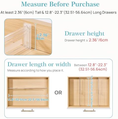 Vtopmart 2.36" Short Upgrade Drawer Dividers 12.8"-22.3" Expandable 8 Pack | Adjustable Kitchen Drawer Organizer, Clear Plastic Separator for Flatware, Utensils, Cutlery, Underwear Storage, Space Saving - Image 2