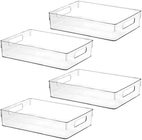 ShelfShaper Large Clear Plastic Storage Bins, Pantry Organizers and Storage Containers Fridge Organizer Bins for Organizing Home Kitchen Under Sink Bathroom Refrigerator Freezer Laundry Room by ShelfShaper