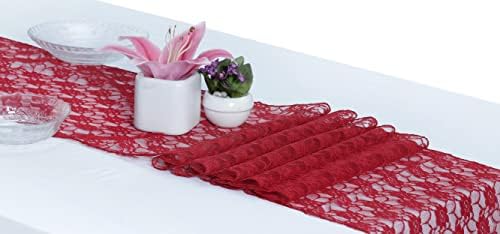 MDS Pack of 15 Wedding 12 x 108 inches Lace Table Runner for Wedding, Decorations for Birthday Parties, Banquets, Graduations, Engagements, and Runners fit Rectangle, Round Table- Apple red - Image 2