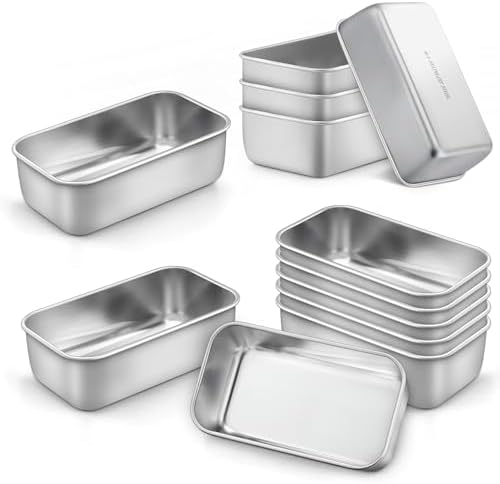 LIANYU 12 Pack Mini Loaf Pans for Baking, Stainless Steel Small Bread Pan | 6.3 x 3.5 Inch Loaf Pan for Homemade Meatloaf, Tin Loaf Baking Pan Perfect for Banana Sourdough Sandwich, Dishwasher Safe by LIANYU