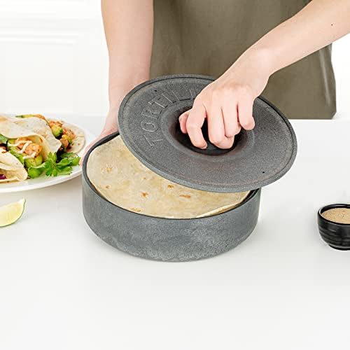 Restaurantware Tortilla Warmer 1 Count 8.5 x 8.5 x 2.3 Inches Plastic Tortilla Server Insulated Tortilla Keeper Gray - Image 4