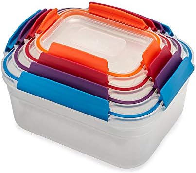 Joseph Joseph Nest Lock, 4 Piece Plastic Food Kitchen Storage Container set with lids, Leak Proof, Airtight, Space Saving, BPA free- Multicolour by Unknown