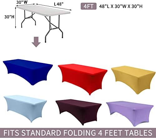 MDS® Pack of 20 Spandex Tablecloth 4FT Tight Fitted Stretch Table Cover – Washable Wrinkle-Free Reusable Elastic Patio Tablecloth for Wedding, Party, Banquet, Trade Show, Event Décor - Magenta - Image 5
