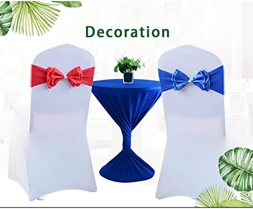 50 PCS Double Bows Stretch Chair Sashes, for Wedding Party Chair Cover Decoration, Spandex Stretch Chairs Bands (Pack of 50 Light Blue) - Image 4