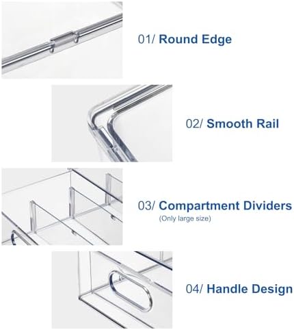 Fridge Organizers and Storage Pull Out Drawer, 4 Small | Stackable, Clear, Fruit and Veggies Containers, for Kitchen, Cabinet - Image 6