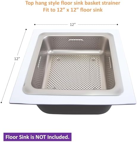 GSW Stainless Steel Floor Sink Drain Strainer 10”W x 10”L x 3”H - Perfect for Restaurant, Bar, Buffet (3" H SS x 4) - Image 4