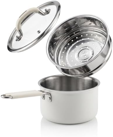 1.5QT Steamer Pot with Basket, Stainless Steel Saucepan by Koocovel