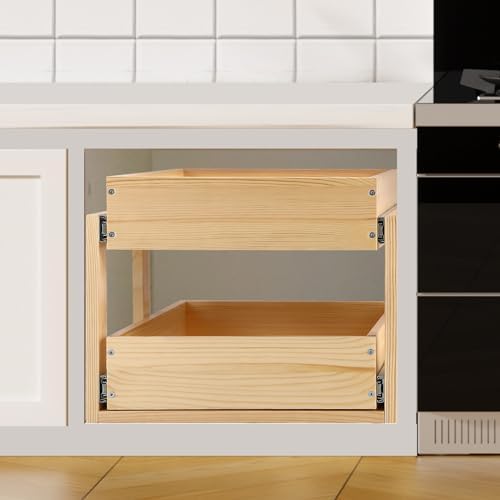 Mulush Pull Out Cabinet Organizer 20''W×21''D×16''H Soft Close Slide Out Wood Drawer Shelves for Kitchen, Finished, Bottom Assembly(Cabniet Require Opening >20.5'', Depth>21.5'', Height>16.5'') - Image 6