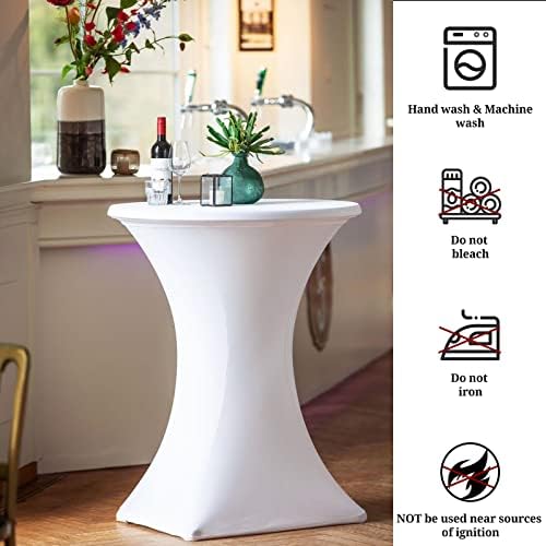 Pesonlook 10 Pack White Cocktail Spandex Table Cover,32x43 Inch - Image 6