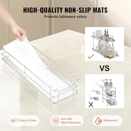 VEVOR Pull Out Cabinet Organizer,8.5" W x 21" D x15.2 HHeavy Duty Slide Out Pantry Shelves, Chrome-Plated Steel Roll Out Drawers for Home, 10" Wx22 Dx19 H Inside Kitchen Cabinet, Bathroom, Under Sink - Image 4