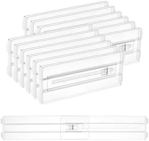 Vtopmart 4" High Drawer Dividers for Clothes, 13"-22" Adjustable, 12 pack | Expandable Dresser Drawer Organizer, Clear Plastic Separators for Dresser, Baby Clothing, Underwear, Cosmetic, Toiletries by Vtopmart