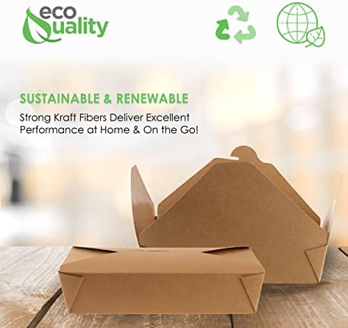 Take Out Food Containers 49 oz Kraft Brown Paper Take Out Boxes Microwaveable Leak and Grease Resistant Food Containers - To Go Restaurant, Catering, Food Truck - Recyclable Lunch Box #2 (100) - Image 4