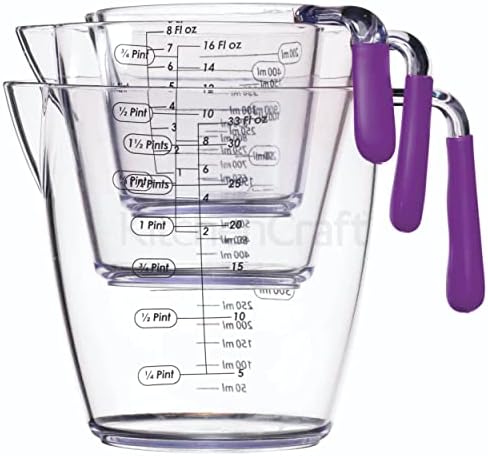 Colourworks Measuring Jug Set, 3-Piece Plastic Measuring Jug with 200, 400 and 900ml Jugs, Purple - Image 2