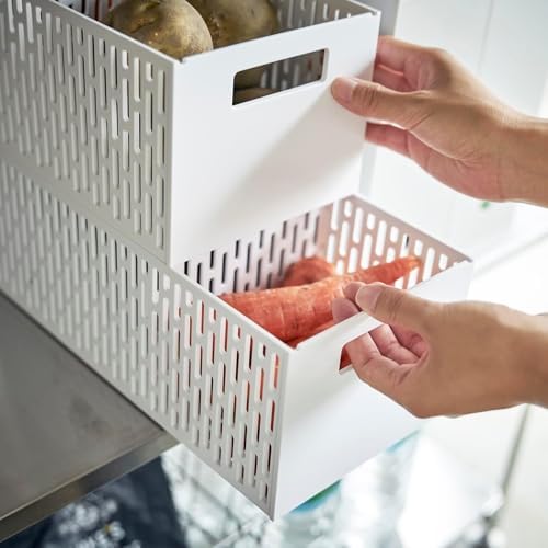 Tyenaza Plastic Storage Basket Divider 3 Compartments Space Saving Food Storage Bins for Fruit, Vegetables, Snacks (12 x 15 x 32 cm) - Image 6
