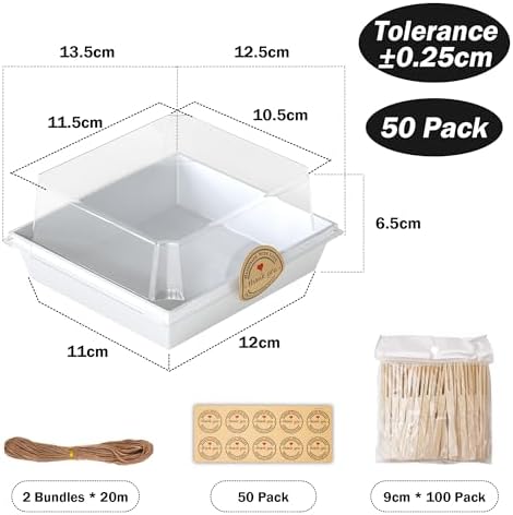50Pcs Small Charcuterie Boxes with Clear Lids 5x5 Inch - Image 2