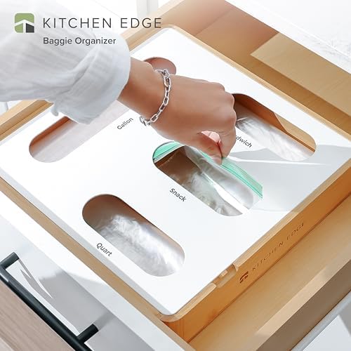 KitchenEdge 4-Slot Bag Organizer, Wall Mountable, Bamboo - Image 2