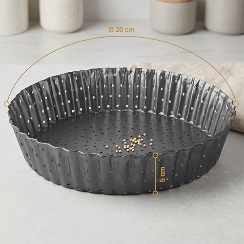 Deep Dish Quiche Lorraine Pie Pan - 7.87 inch Tart Pans with Removable Bottoms - Apple Pie Pan - 7.87 inch Tarte Tatin Pan - Deep Dish Pie Crust - Quiche Baking Dish - Image 4