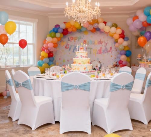 Baby Blue Chair Sashes 50 Pack, Baby Blue Sashes for Covers, Chair Bands for Wedding, Light Blue Chair Sashes for Gender Reveal Baby Shower Decoration - Image 4