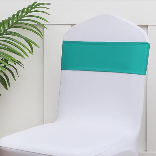 Teal Chair Sashes 50 Pack, Teal Chairs Bows Sashes for Birthday, Spandex Sashe for Wedding Party Decor, Turquoise Sashe for Chair Covers. - Image 5