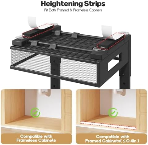 1 Pack 17IN Depth Under Sink Organizer, 2-Tier Pull Out Cabinet Organizer With Smooth Circular Rail, Large Capacity Metal Mesh Sliding Drawers For Bathroom& Kitchen Storage,Height Adjustable –Black - Image 3