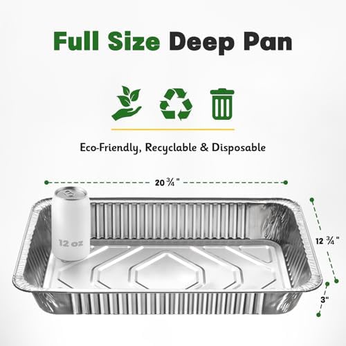 21x13 Aluminum Pans [10 Pack], Extra Heavy Duty Full Size Disposable Aluminum Foil Pans, Deep Baking Pans for Cooking, Roasting, Heating, and Steam Tables - Image 2