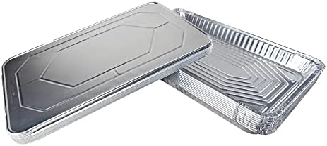IDL Packaging Full Size Aluminum Steam Table Pans with Lids - Shallow, 21" x 13" x 1.5" (pack of 10) - Disposable Foil Pan for Grilling, Roasting, BBQ, Cooking, Baking, Freezing by IDLPackaging