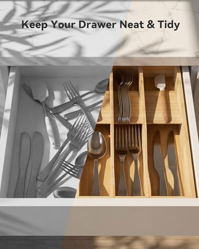 Utensil Drawer Organizer for Silverware,Bamboo 10 Slot - Image 6