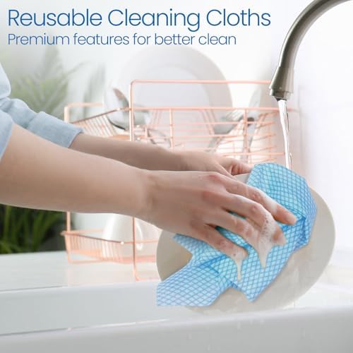 Tioncy 400 Pcs Disposable Cleaning Cloths Reusable Handy Wipes for Kitchen Multi-purpose Disposable Cleaning Towels and Dish Cloths Absorbent Cleaning Cloth Wipes for Kitchen and Home(Blue) - Image 4