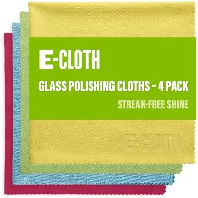 E-Cloth Glass & Polishing Cloth - Reusable & Durable Glass Cleaner - 4 Pack by E-Cloth