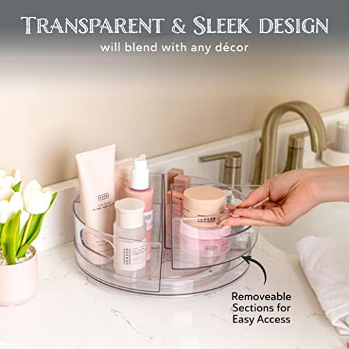 Oizeir Lazy Susan Turntable - Clear Acrylic, Removable Sections, Rotates 360 Degrees. Easily Organize Your Fridge, Cabinet or Counter. Great Carousel Storage for Food, Spices, Cosmetics. (4-Sections) - Image 5