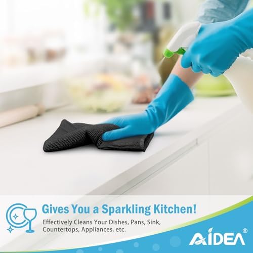 AIDEA Black Microfiber Cleaning Cloth-150PK, Cleaning Rags 12"x12" - Image 5