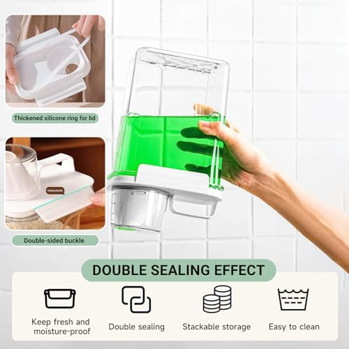 Cereal Container，Rice Storage Dispenser-Airtight Food Storage Organizers BPA-free Plastic Kitchen Pantry Storage Containers Food-Grade PET Material Suitable For Rice, Grains （60.8 oz + 77.7 oz ) - Image 4