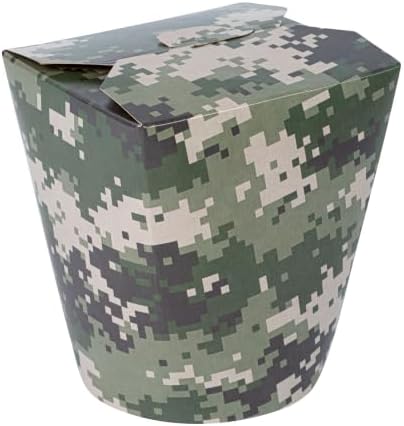 Bio Tek 4 x 3.5 x 4.5 Inch Food Containers, 50 Noodle Takeaway Boxes - Disposable, Sturdy, Camouflage Paper 32 Ounce Take Out Boxes, Round, For Hot Or Cold Foods - Restaurantware - Image 2