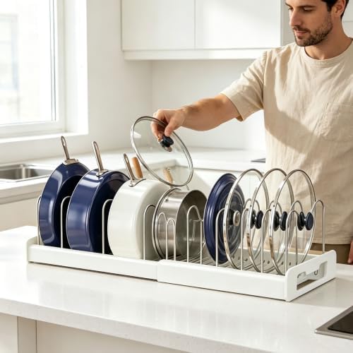2-Pack Pots and Pans Organizer under cabinet with 9 Adjustable Dividers-22" - Image 7